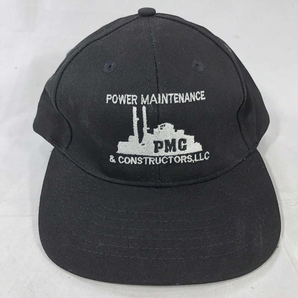 POWER MAINTENANCE CONSTRUCTORS PMC HAT CAP USA MADE BLACK ADJUSTABLE ONE SIZE